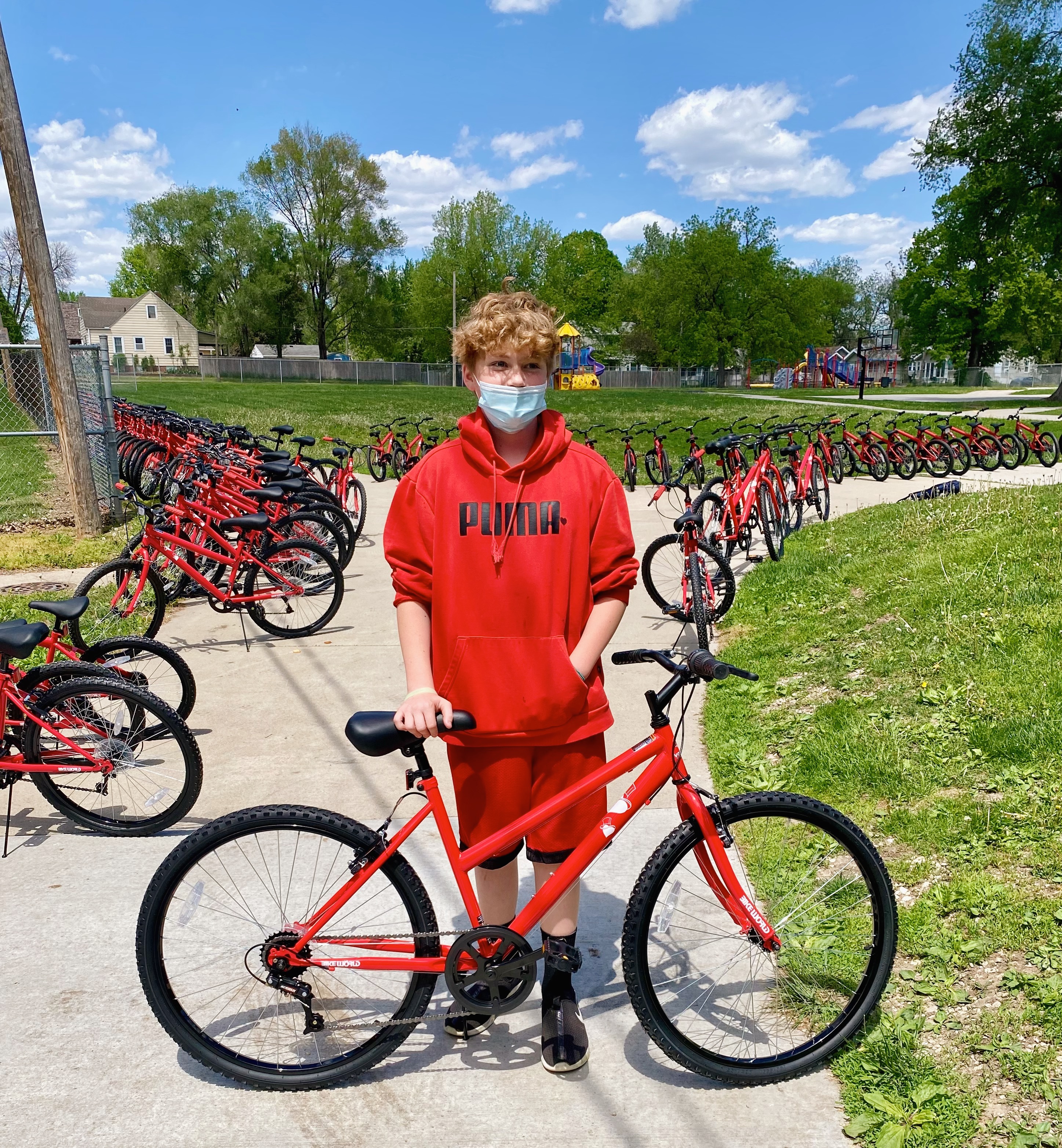 children's new bike, lock and helmet